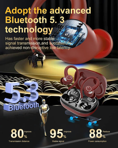 Auriculares inalámbricos, Bluetooth 5.4 Auriculares deportivos sobr...