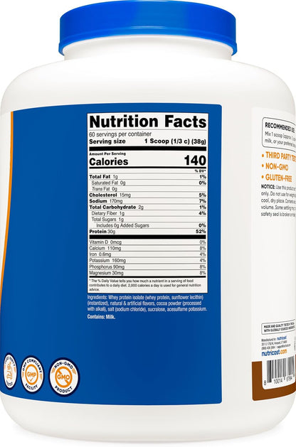 Nutricost - Aislado de proteína de suero (Mocha) 5 libras - Sin glu...
