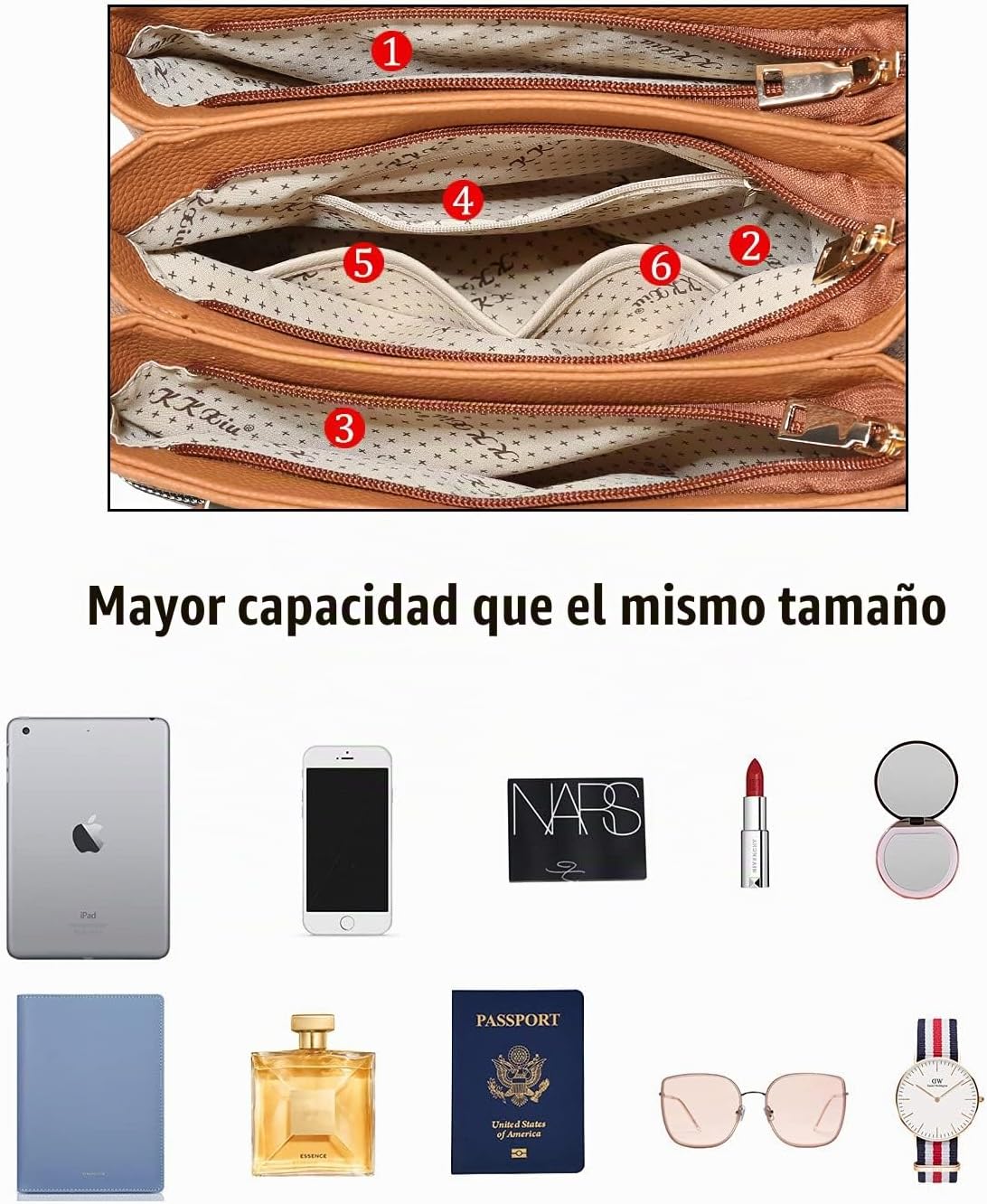KKXIU Monederos y bolsos para mujer, Bolso tipo cartera con asa sup...