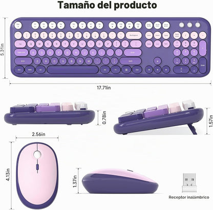 MOFII Combo de teclado y mouse inalámbricos, juego de teclado y mou...