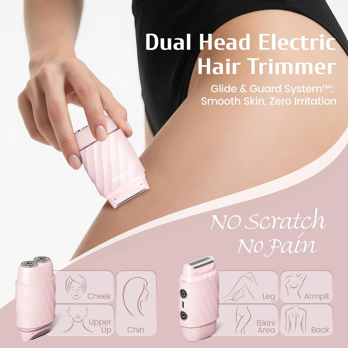 Cortador de bikini eléctrico 4 en 1 y removedor de vello facial par...
