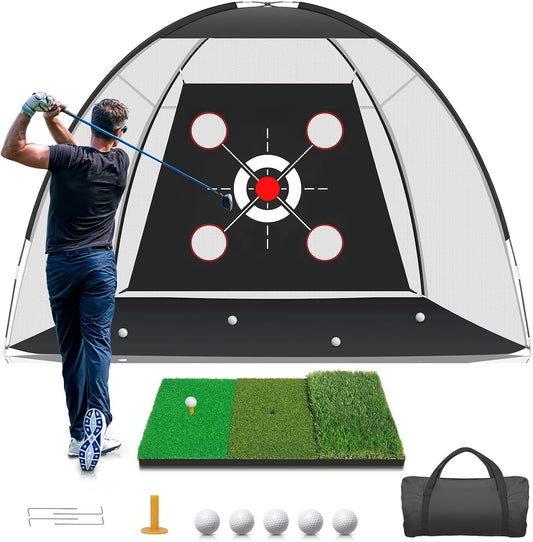 KLAODOT Red de golf con tapete de práctica, redes de ayuda para gol...