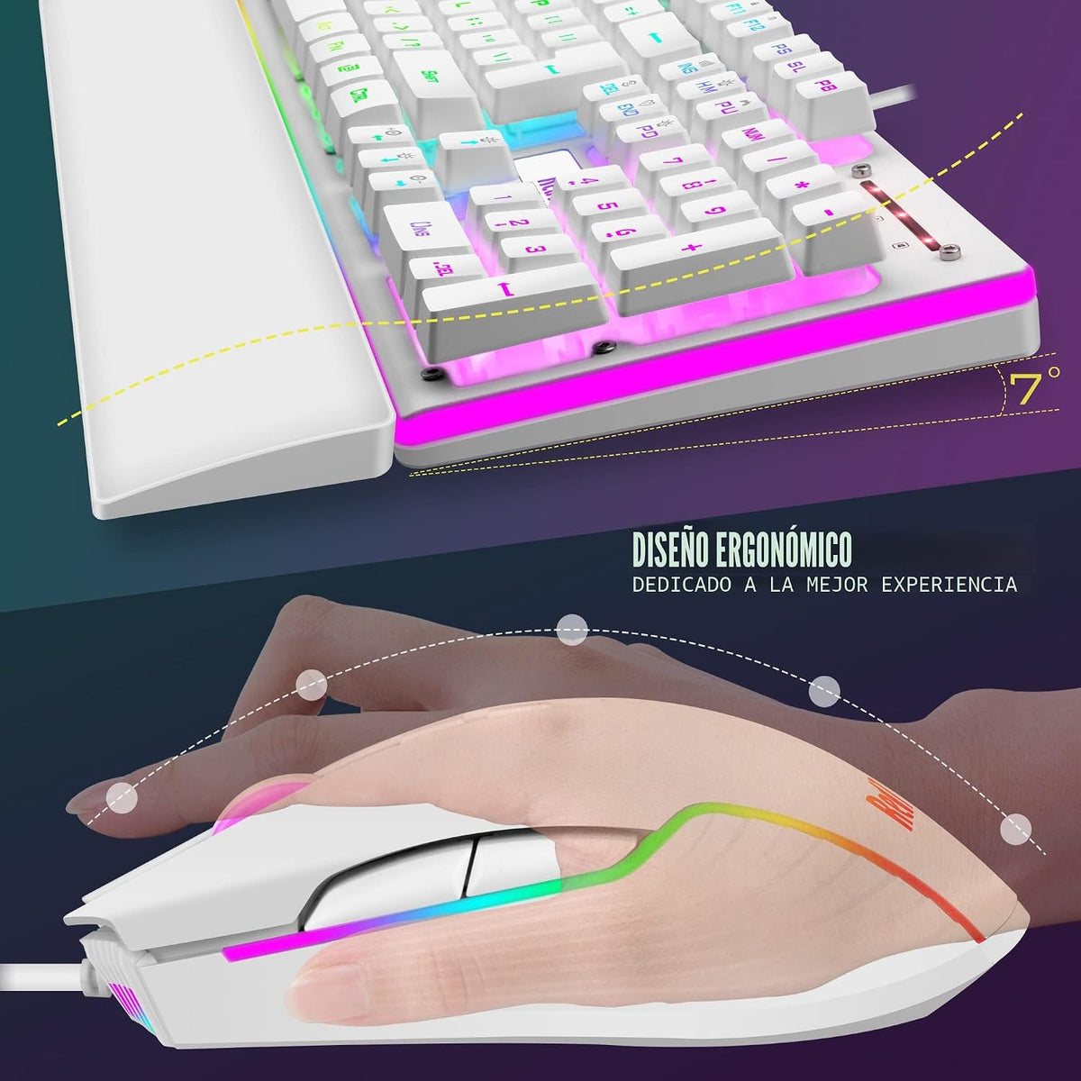 RedThunder K10 Combo de Teclado y Mouse para Juegos con Cable y Rep...