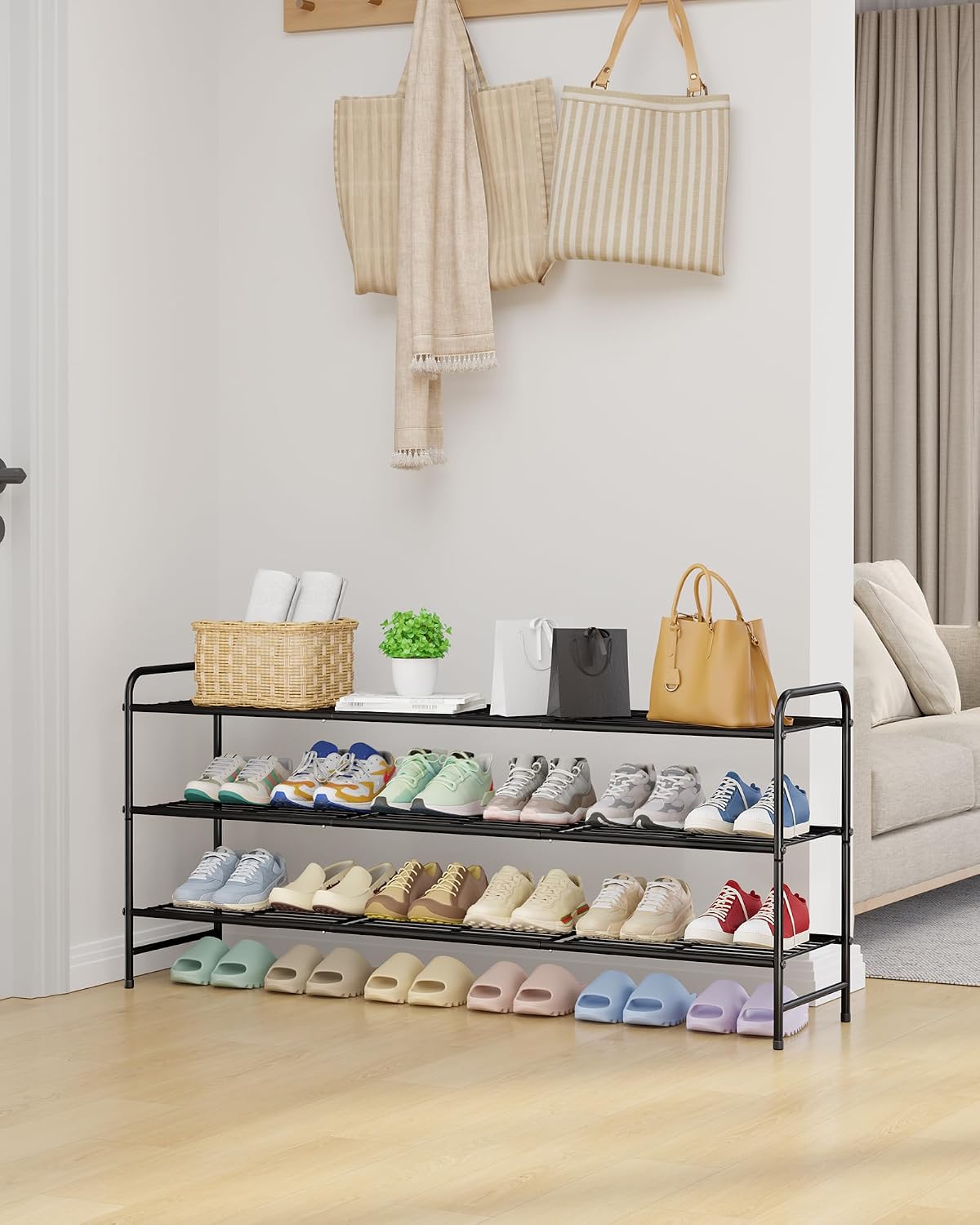 Kitsure Organizador de zapatos de acero inoxidable, 42.9 pulgadas d...