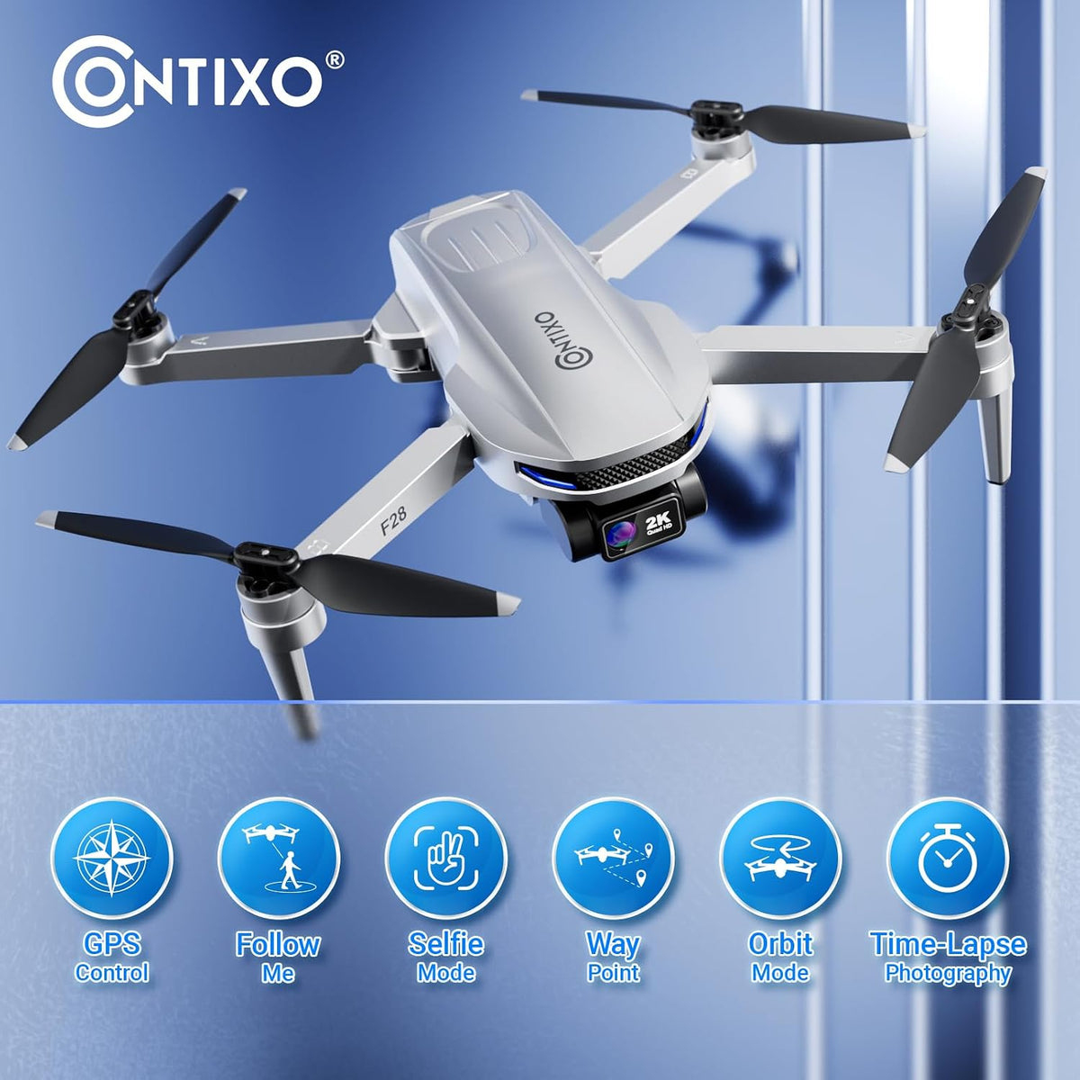 Contixo Dron GPS F28 con cámara para adultos principiantes, dron FP...