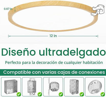 Brightever Lámpara LED de techo empotrada de 12 pulgadas, regulable...