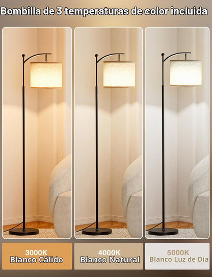 Lámpara de pie moderna Ambimall de 60" con pantalla beige, bombilla...