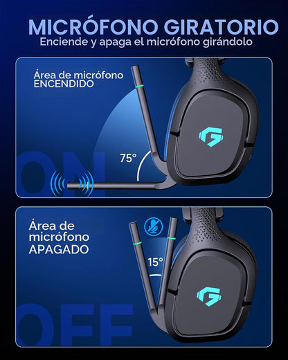 AOC Auriculares inalámbricos para juegos de 2,4 GHz para PS5, PC, S...
