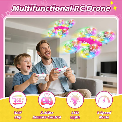 FUNPX - Dron LED RC para niñas, regalo de cumpleaños de Navidad par...