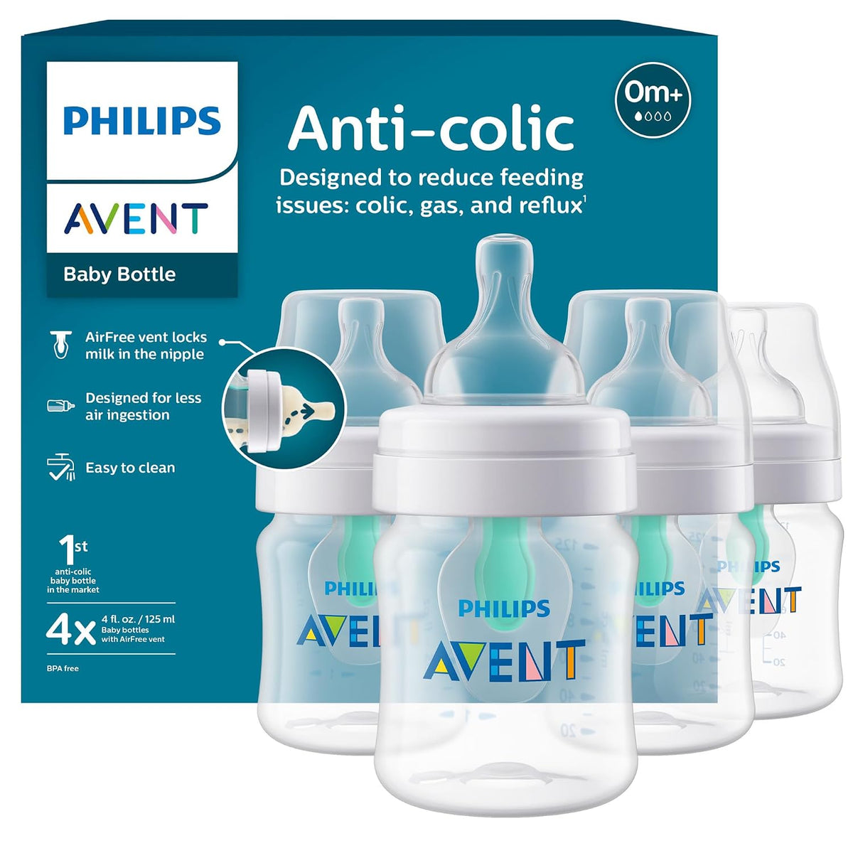 Philips Avent Biberón anticólicos con ventilación AirFree, flujo le...
