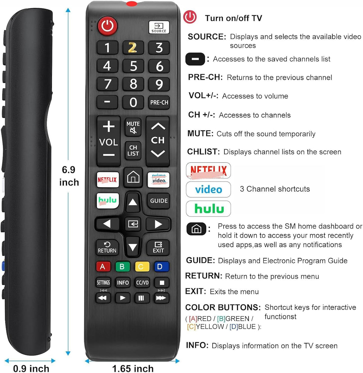 Repuesto para mando a distancia Samsung 2026-2001, paquete de 2 | M...