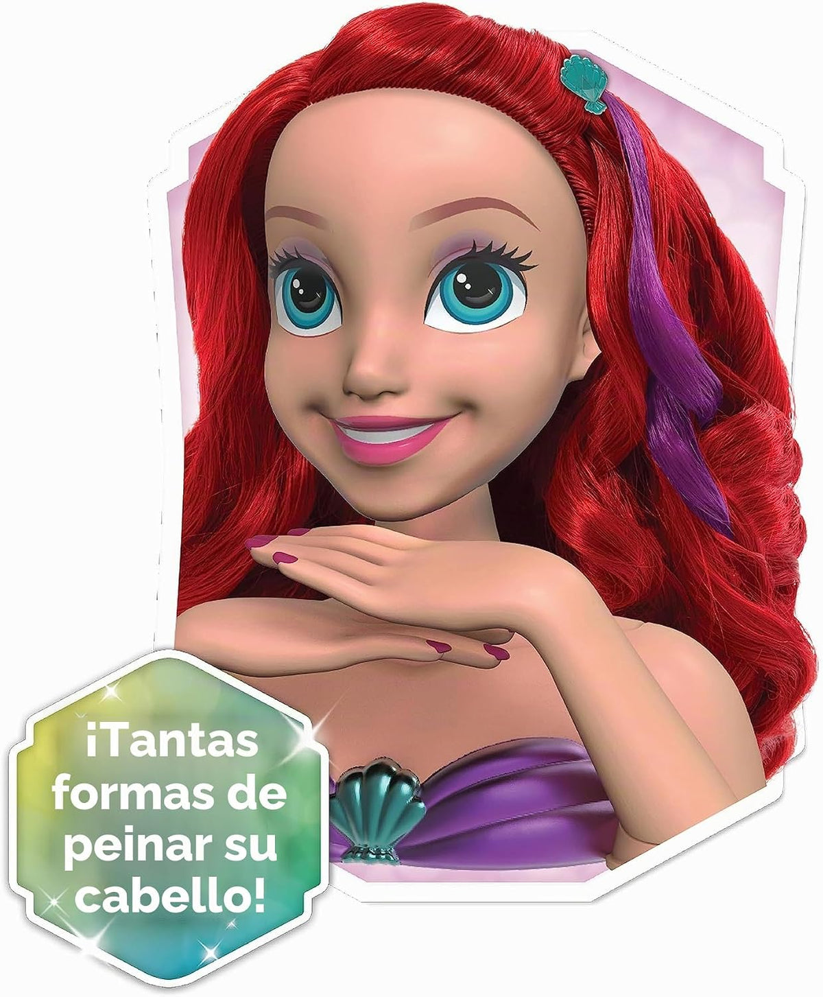 Disney Princess Shimmer Spa Ariel - Cabezal de peinado de 8 pulgada...