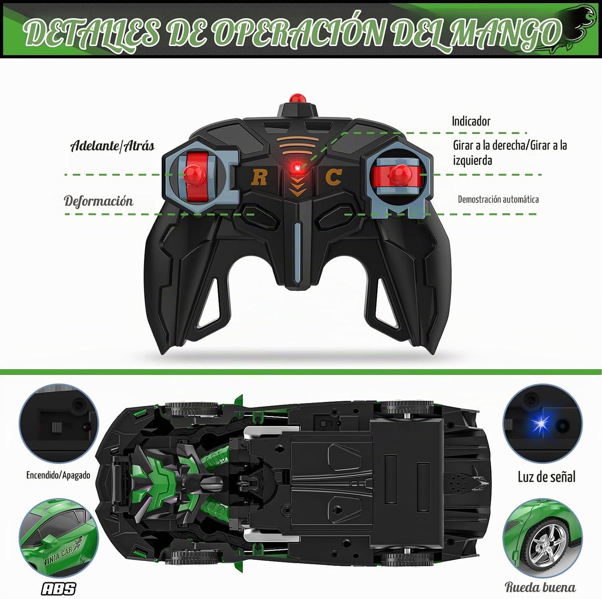 BLUEJAY Transform RC Cars para niños de 3 a 12 años, coche de contr...