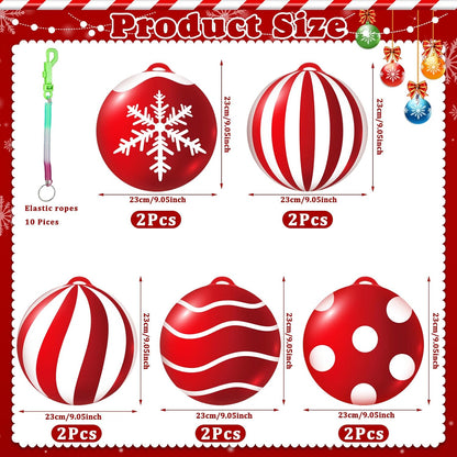 Jetec 10 piezas de bolas inflables de Navidad de 9 pulgadas, bolas...