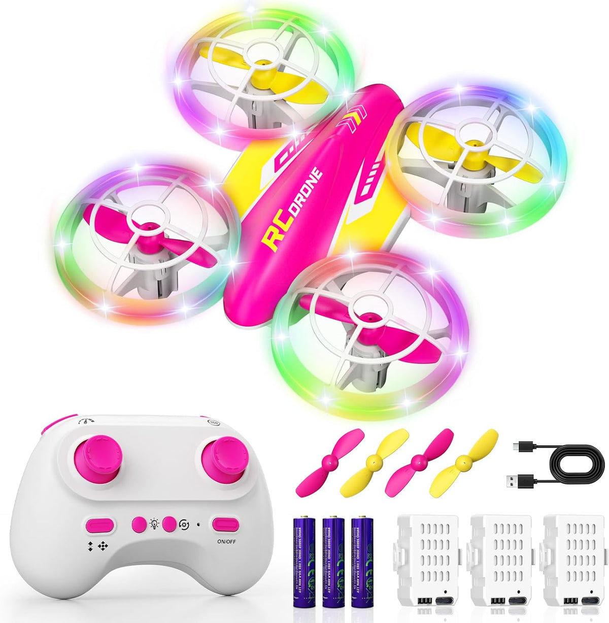 FUNPX - Dron LED RC para niñas, regalo de cumpleaños de Navidad par...