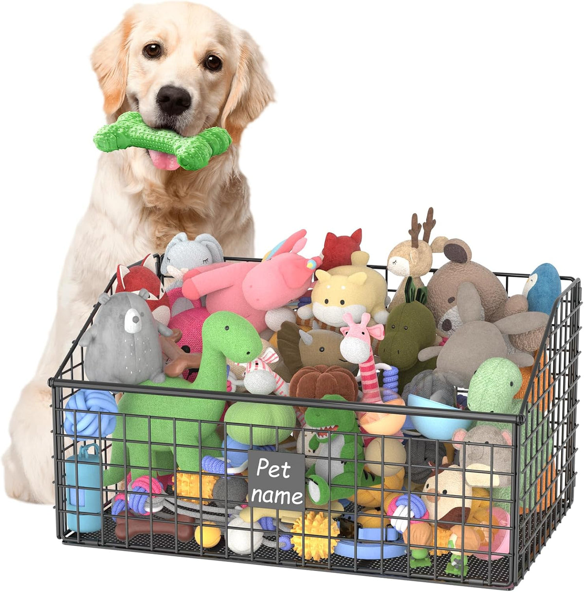 Kaiferty Cesta indestructible para juguetes para perros, contenedor...