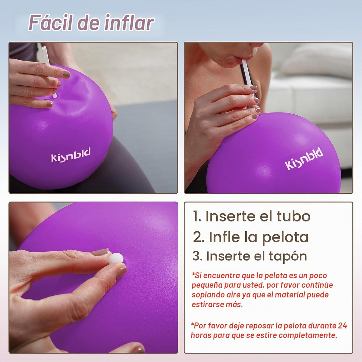 kisnbld Pequeña pelota de ejercicio, mini pelota de pilates de 9 pu...