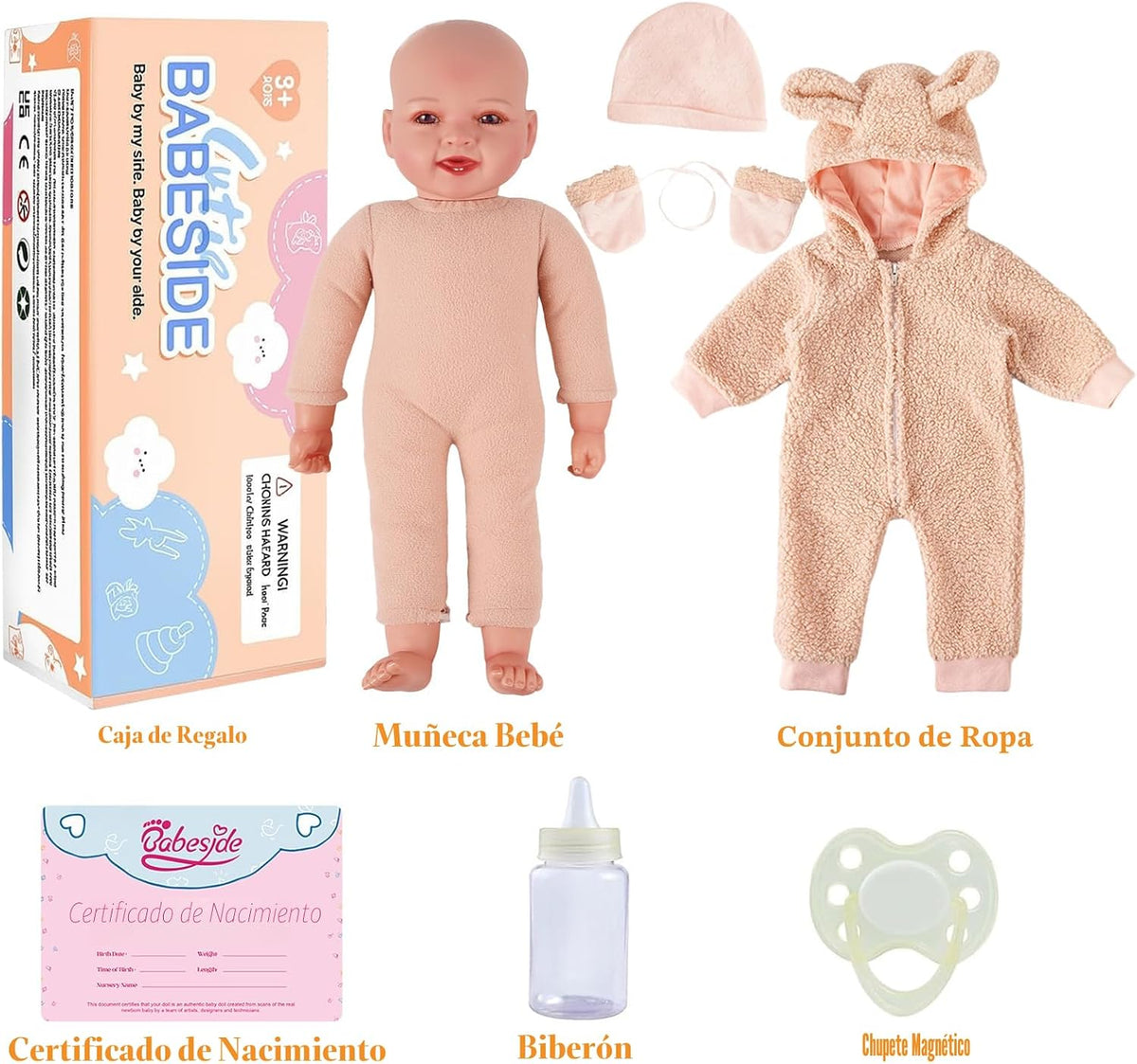 BABESIDE Muñecas de bebé, muñeca de bebé de cuerpo suave y realista...