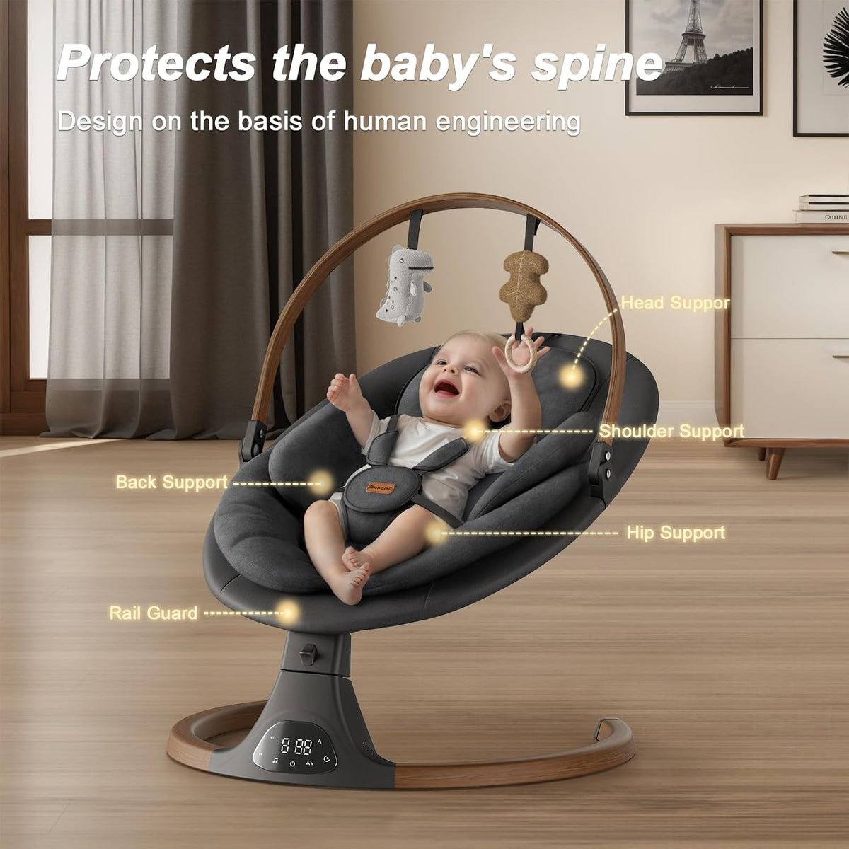 Monamii - Columpios para bebés con Bluetooth y altavoz musical | Co...