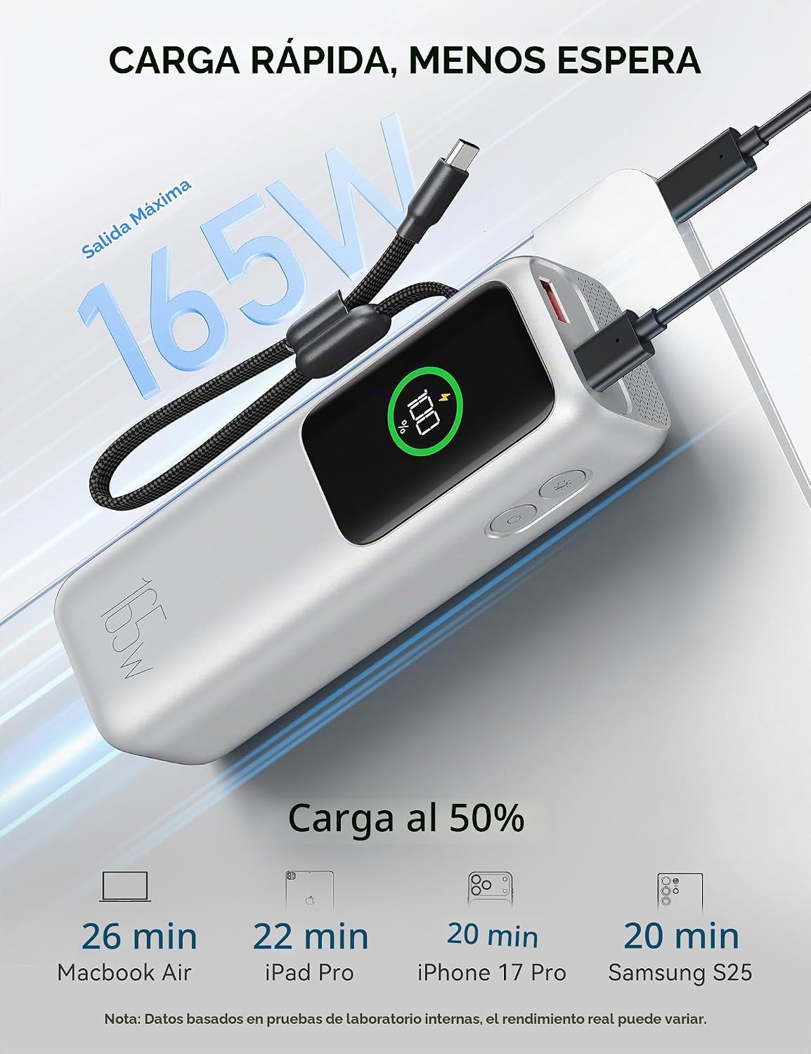 citicr Banco de energía portátil 27000mAh 165W cargador rápido con...