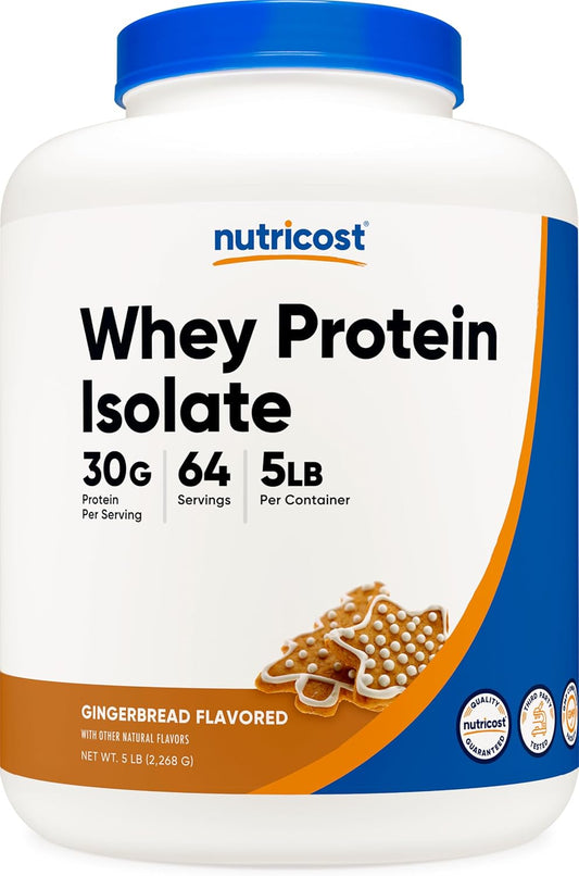 Nutricost Polvo aislado de proteína de suero (pan de jengibre) 5 li...