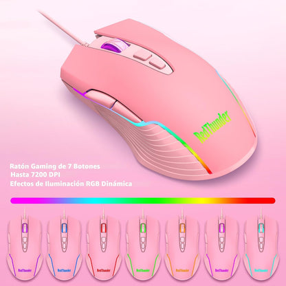 RedThunder K10 - Juego de teclado y mouse y reposamuñecas con cable...