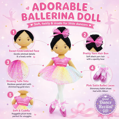 June Garden Princesa Stella de bailarina de 16 pulgadas, muñeca sua...