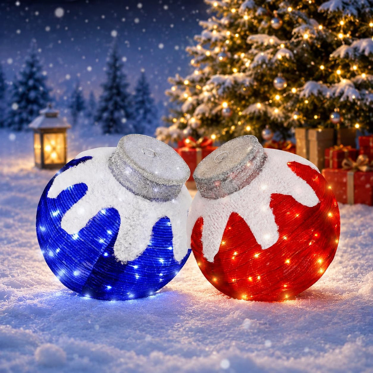 Adornos de Navidad para exteriores, decoración de bolas navideñas e...