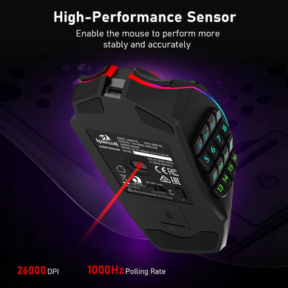 Redragon M990 PRO Wireless MMO RGB Gaming Mouse 26000 DPI Teclas de...