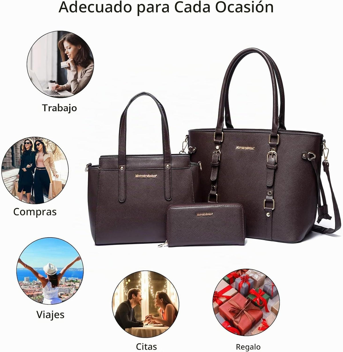 Montana West - Juego de 3 piezas de bolsos para mujer: bolso de man...