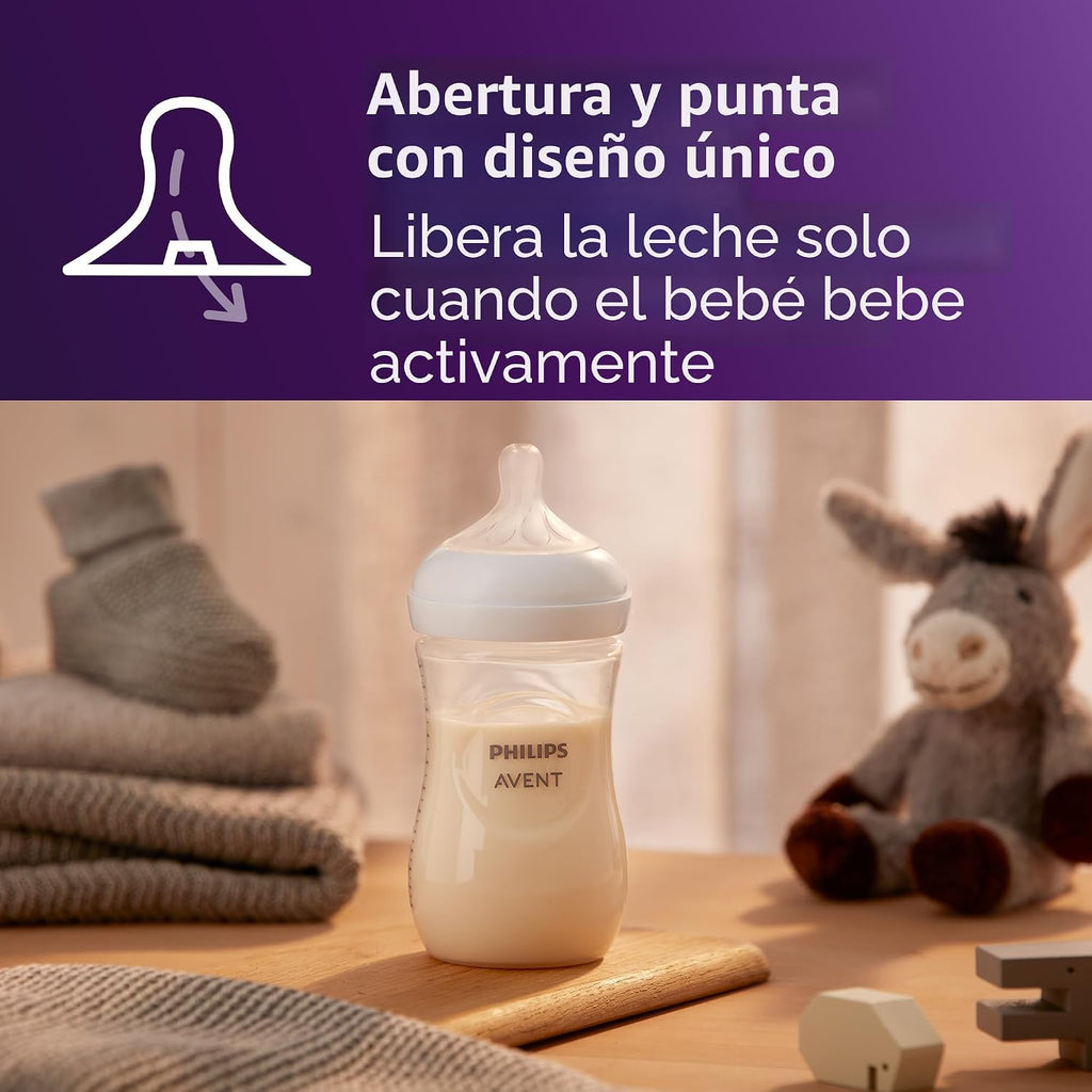 Philips Avent Biberones naturales, flujo medio, 9 onzas, sin BPA, p...