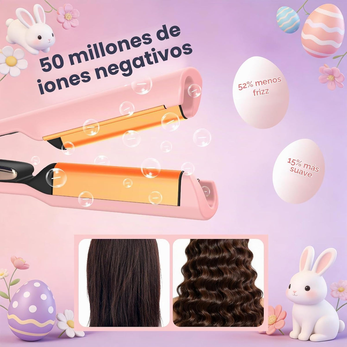 Aima Beauty Onda profunda de 1 pulgada rizador de pelo rizador ondu...