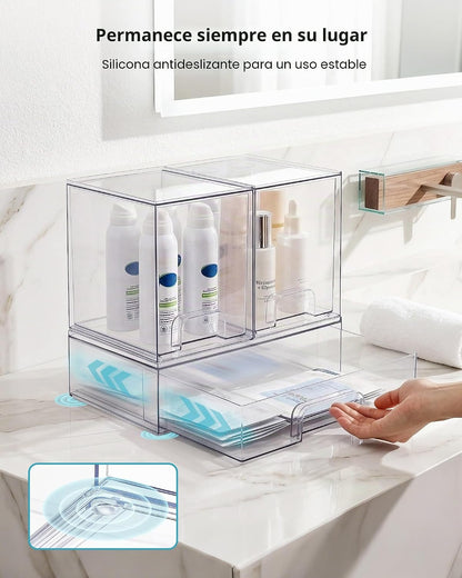 Vtopmart Juego de 3 cajones de almacenamiento apilables transparent...