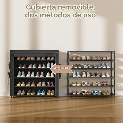 LANTEFUL Zapatero con cubiertas, organizador de zapatos de 5 nivele...