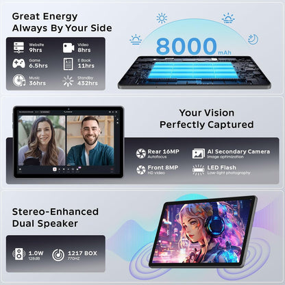 Tablet Android 16 de 11 pulgadas con Gemini AI, T7250 Octa-Core 24G...