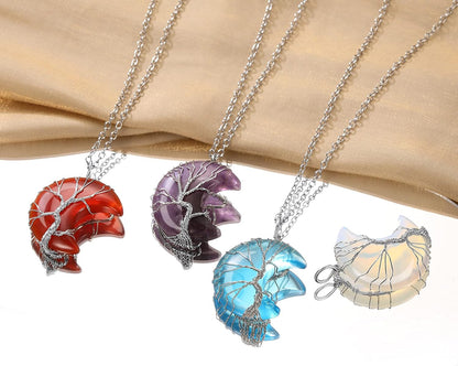 Bestyle Collar de cristal curativo envuelto en árbol de la vida, co...