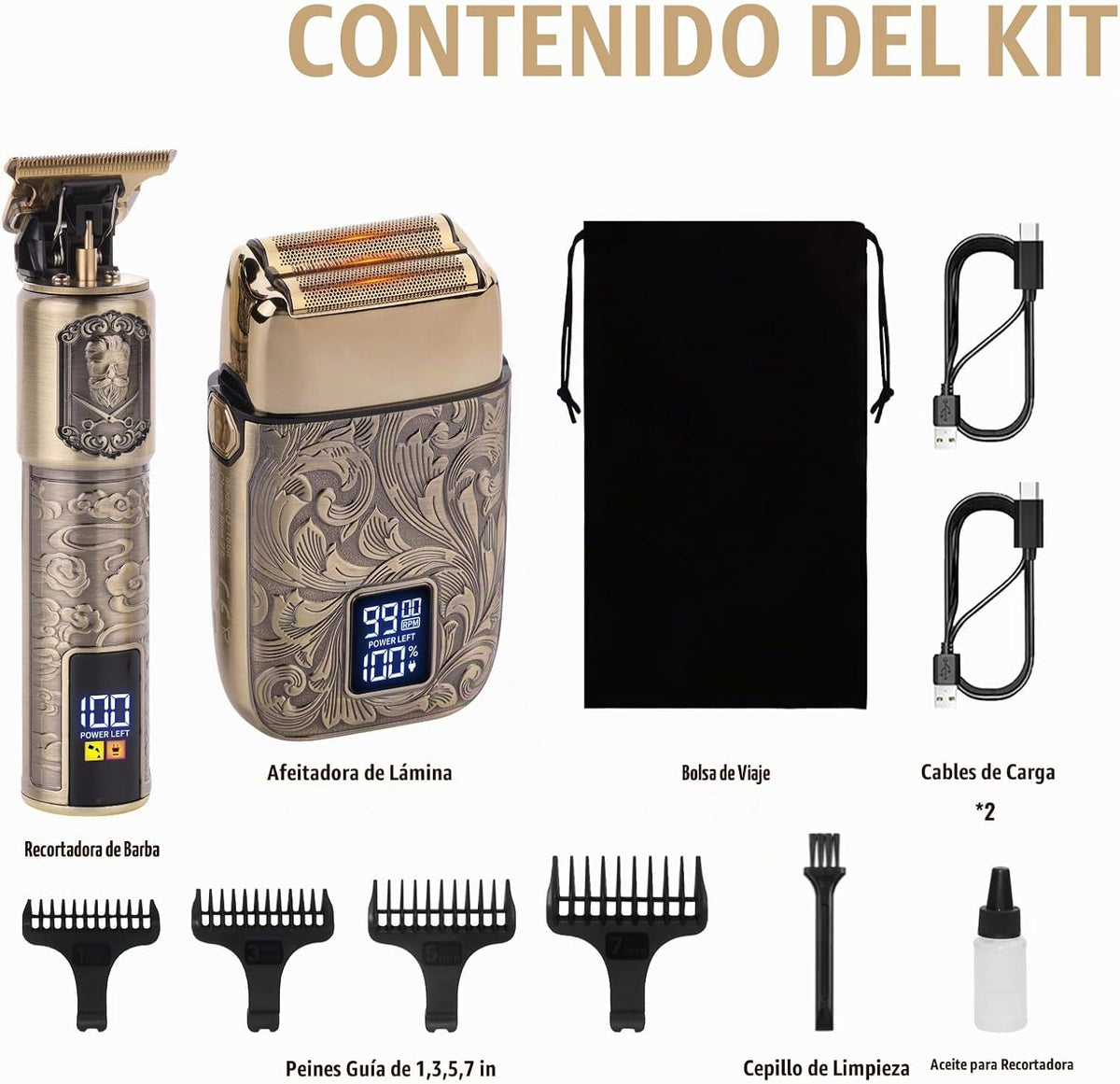 Ufree Juego de afeitadora y cortadora de pelo para barba, maquinill...