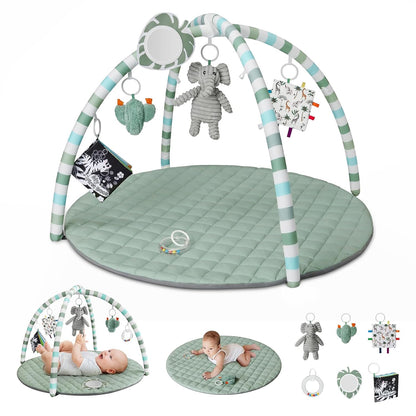 Blissful Diary Baby Play Gym Mat, tapete de juego con 6 juguetes de...
