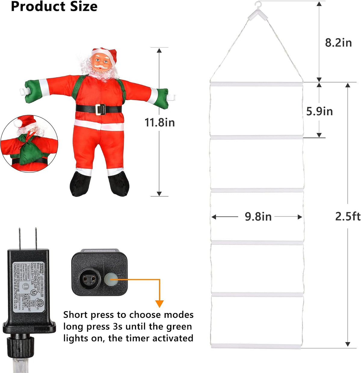 Toodour Luz LED de Navidad, luces decorativas de escalera de Navida...
