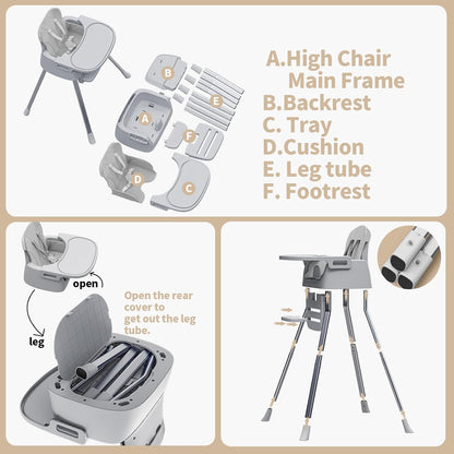 CheerKid - Silla alta 3 en 1 para bebés para meses y niños pequeños...