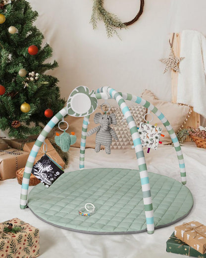Blissful Diary Baby Play Gym Mat, tapete de juego con 6 juguetes de...
