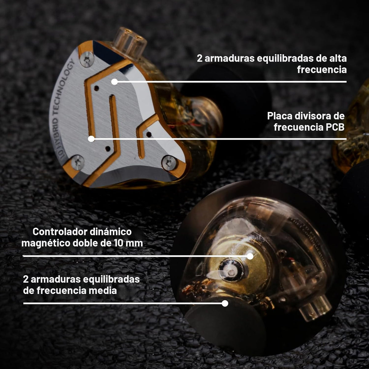 Linsoul KZ ZS10 Pro, auriculares intrauditivos híbridos HiFi con 5...