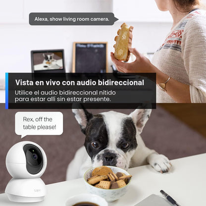 Tapo Cámara de seguridad 2K Pan Tilt para monitor de bebé, cámara d...
