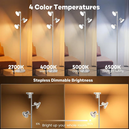 SIBRILLE Lámpara de pie LED de árbol de 36W, lámpara de pie ajustab...