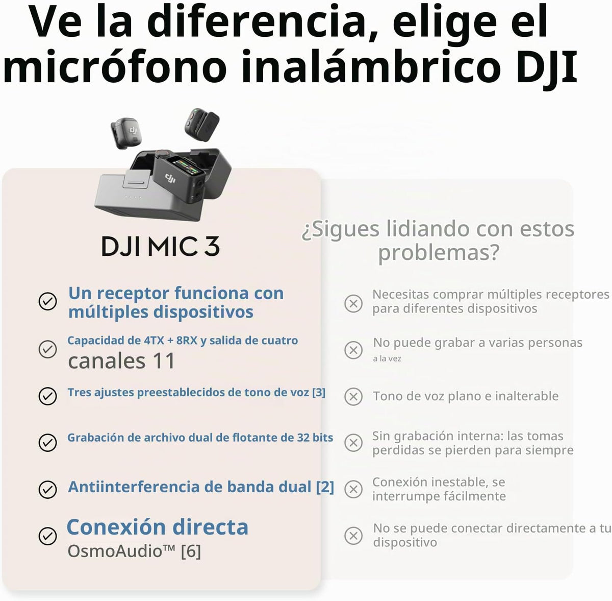 Transmisor DJI Mic 3, mini micrófono inalámbrico para iPhone\/cámar...