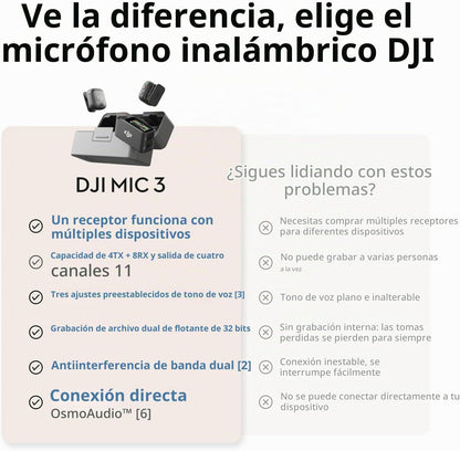 Transmisor DJI Mic 3, mini micrófono inalámbrico para iPhone\/cámar...