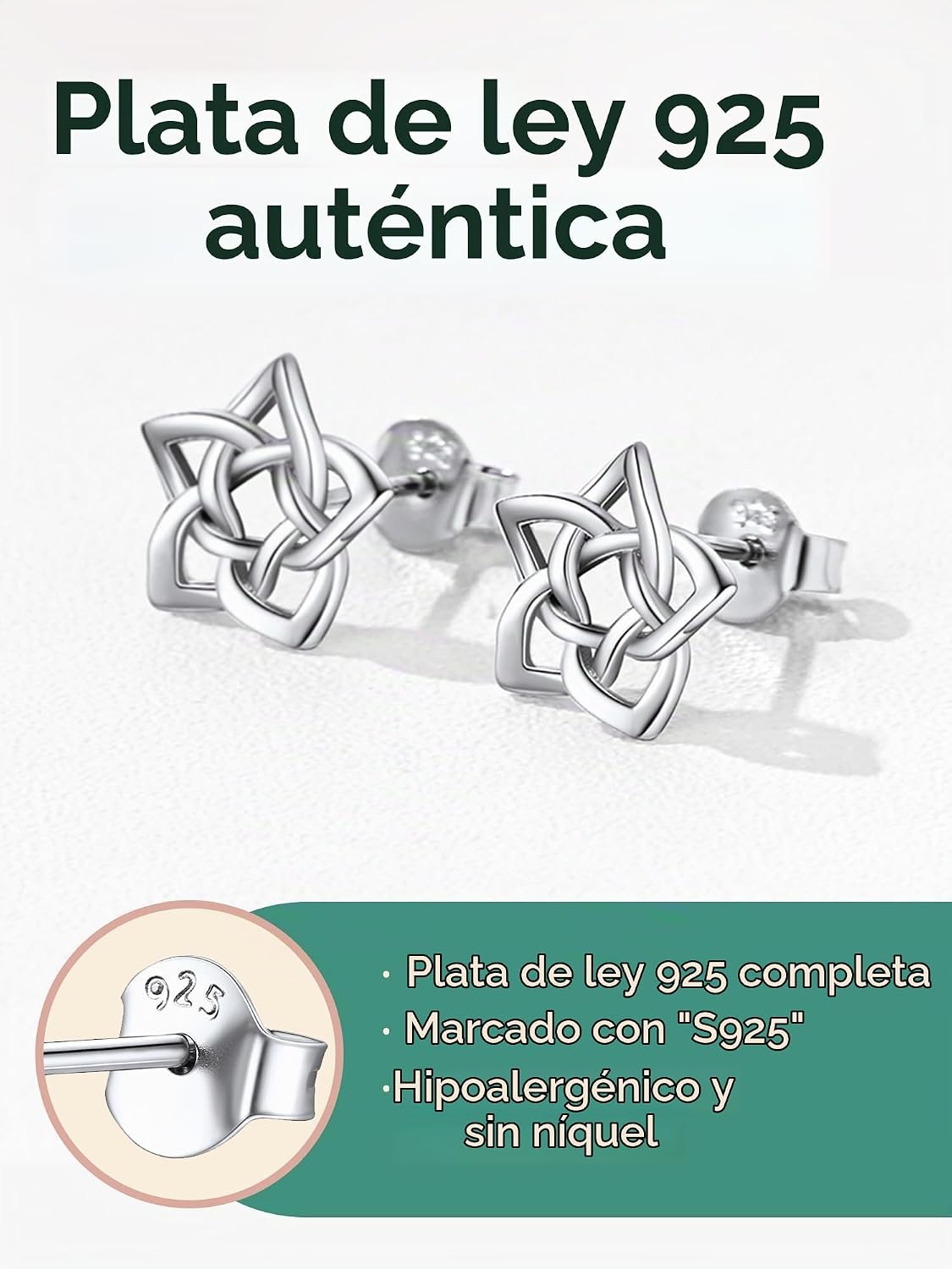 ChicSilver Pendientes celtas para mujer de plata de ley hipoalergén...