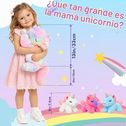 Hopearl Unicornio de peluche LED con iluminación, mamá unicornio co...