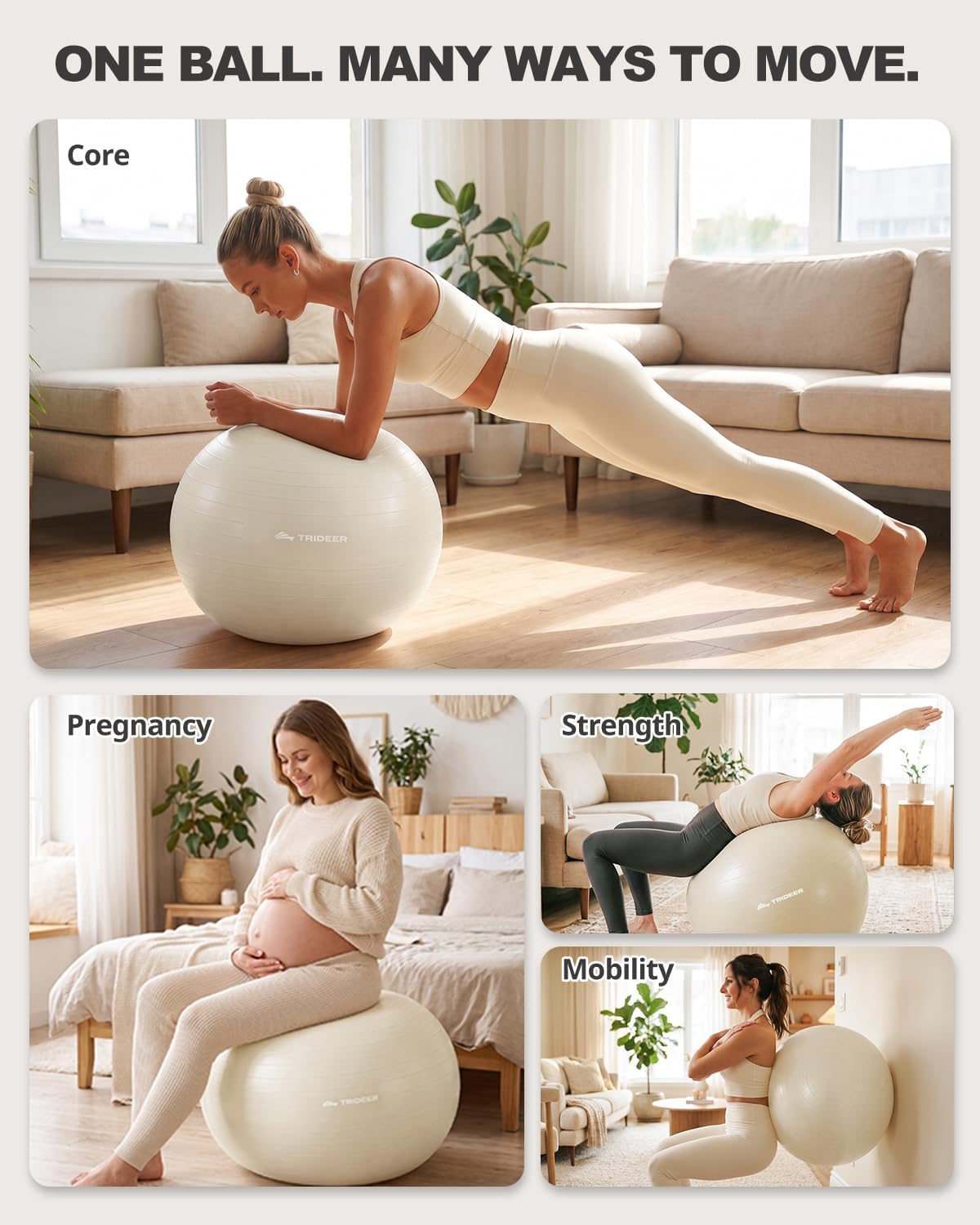 Trideer Pelota de yoga para ejercicio, embarazo, pelota de ejercici...