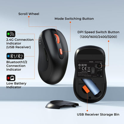 MEETION Combo de teclado y mouse Bluetooth, multidispositivo silenc...